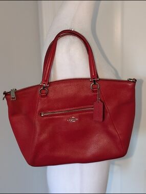 Coach Prairie 2-Way Cherry Red Pebbled Leather Handbag